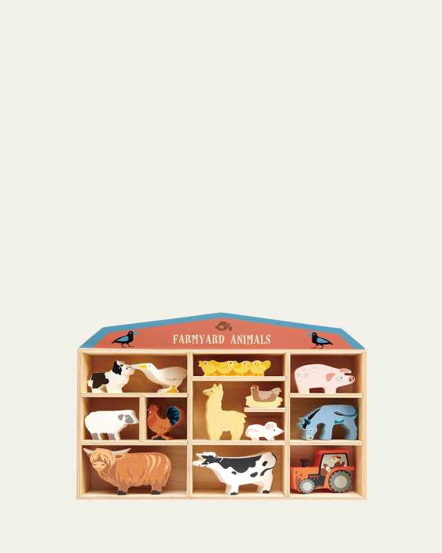 Kid's 13-Piece Farmyard Animals Toy Set w/ Display Shelf